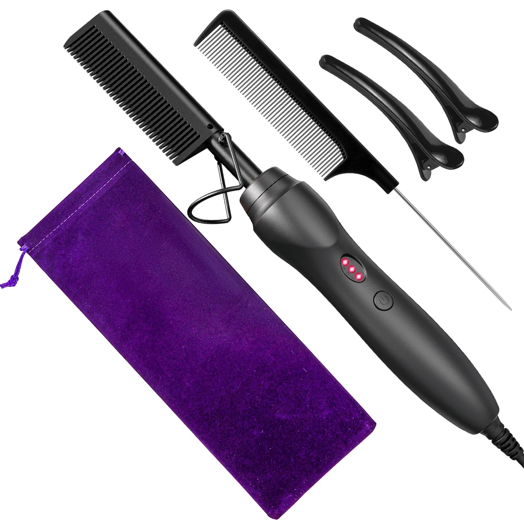 budigl Hot Comb Hair Straightener - Ceramic Electric 5 In1