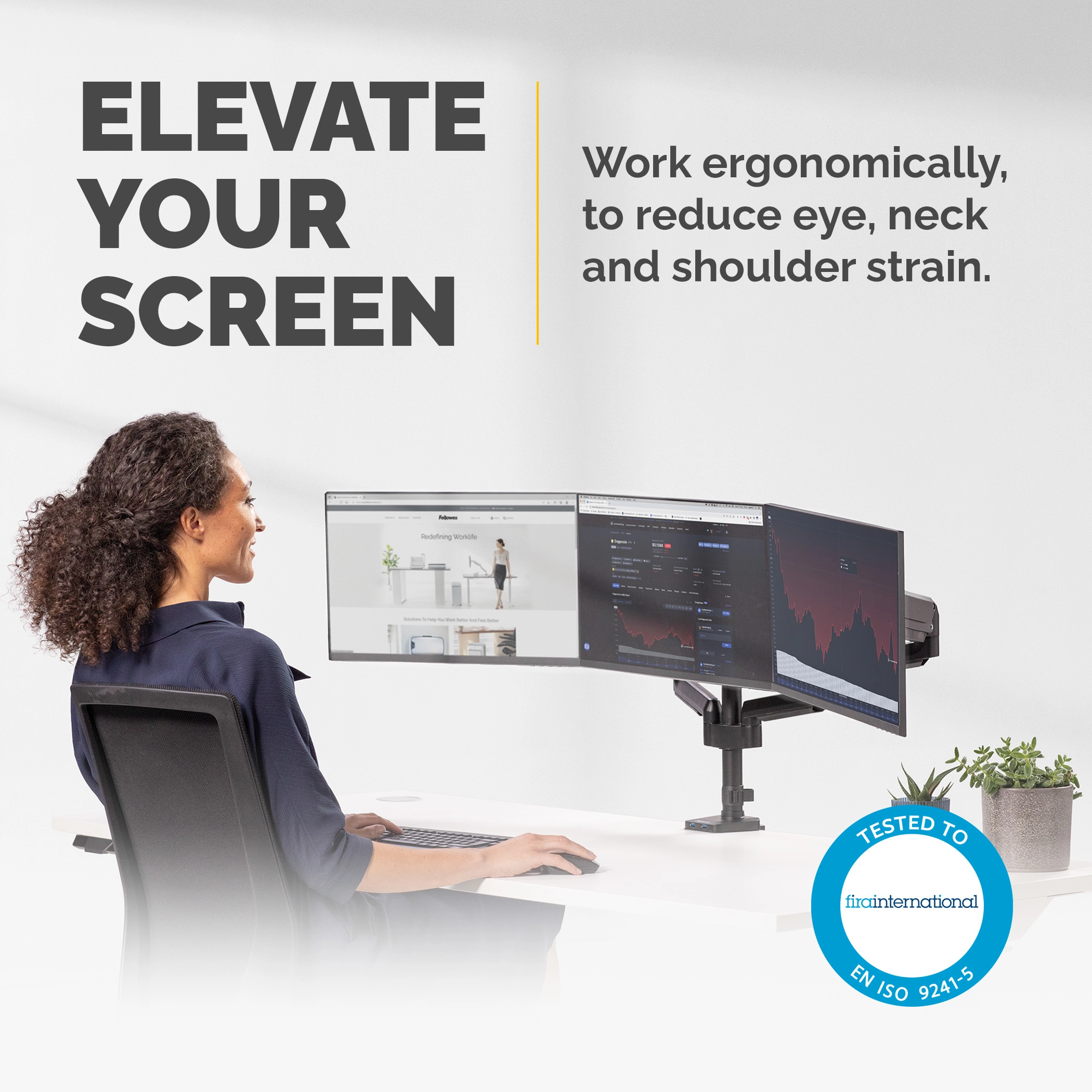 Platinum Series Triple Monitor Arm - 27Inch