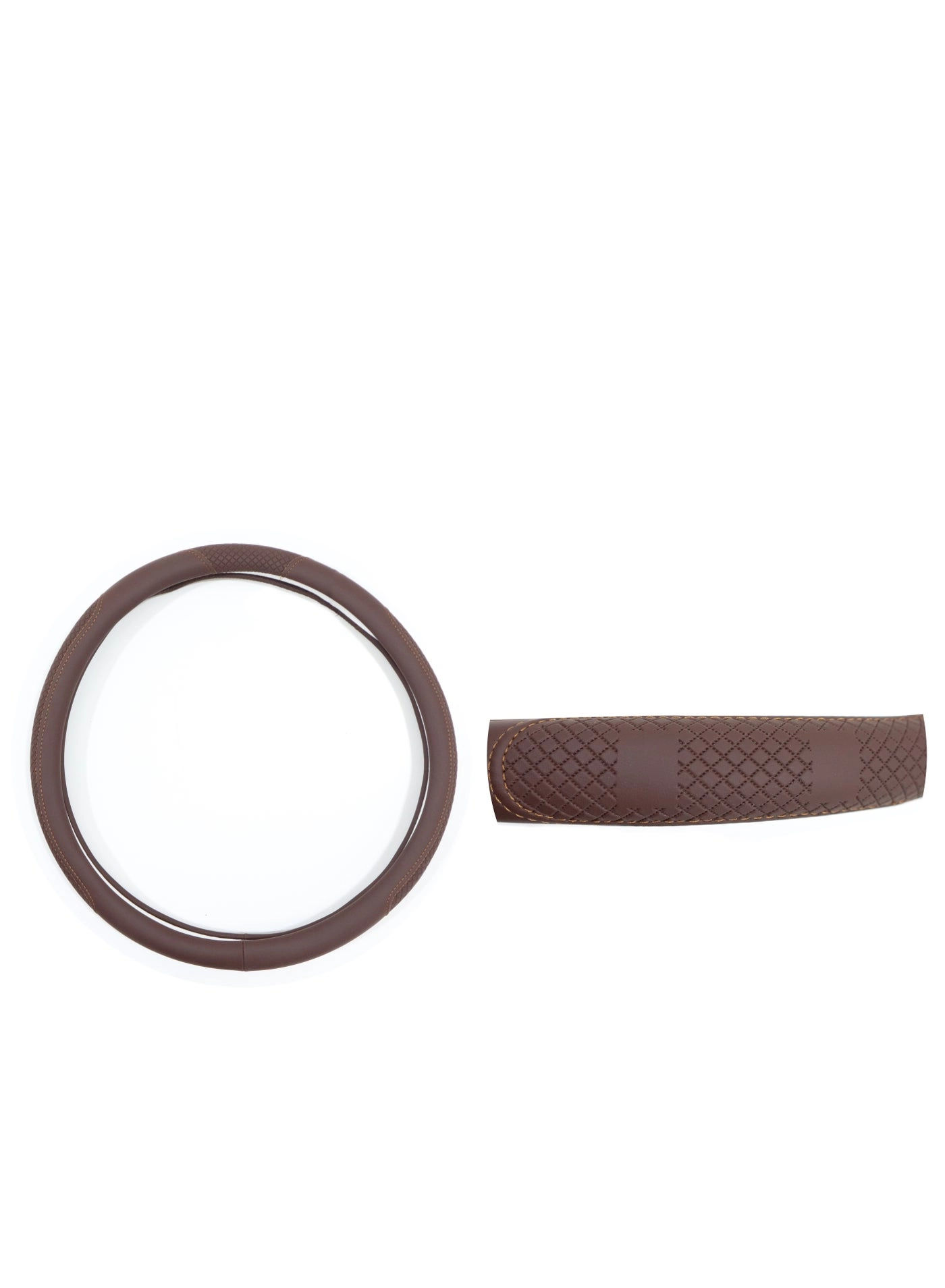 Al Khateeb Steering Wheel Cover - Universal Soft Brown Leather 38Cm