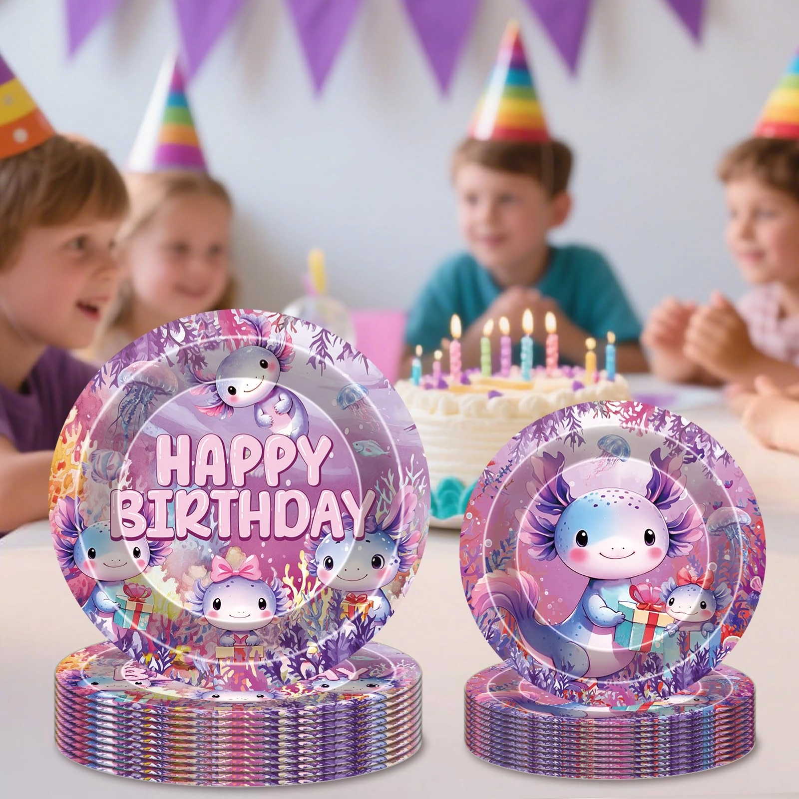 Axolotl Birthday Party Decorations - 96 Pcs Birthday