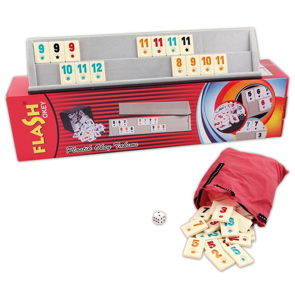 Flash Plastic Rummy Set - 4 racks 104 tiles