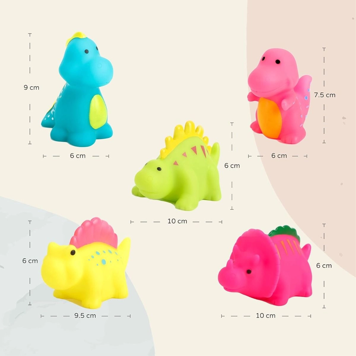 Dino Baby Bath Toys - 6 Pieces 1+