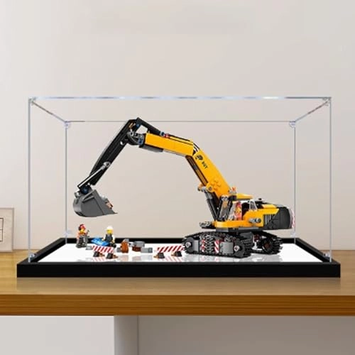 Acrylic Clear Display Case for LEGO Yellow Excavator Model 60420