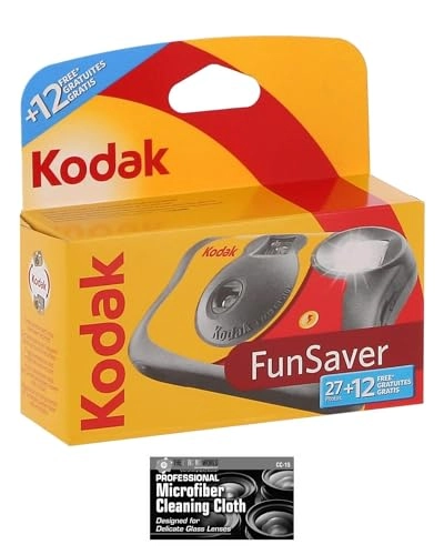 Funsaver 35mm One-Time Single-Use Disposable Camera - ISO-800 39 Exposures + Microfiber Cloth