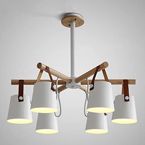 E27 Japanese Style Log Belt Chandelier - 4 head White