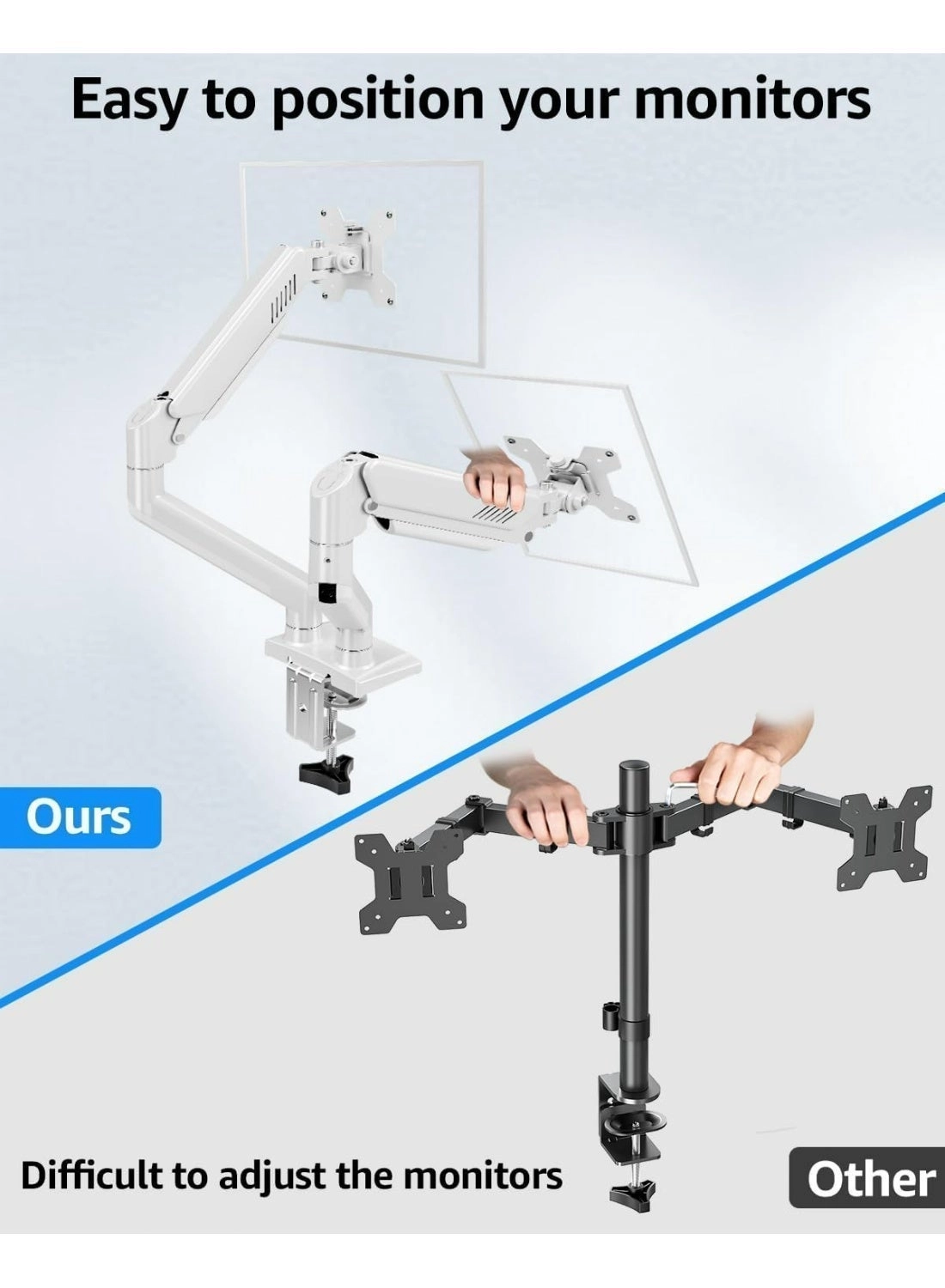 Dual monitor arm - 14-34 inch 75x75mm/100x100mm