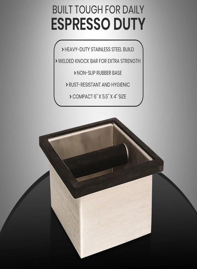 Stainless Steel Knock Box - Heavy-Duty Welded Bar Non-Slip Rubber Base