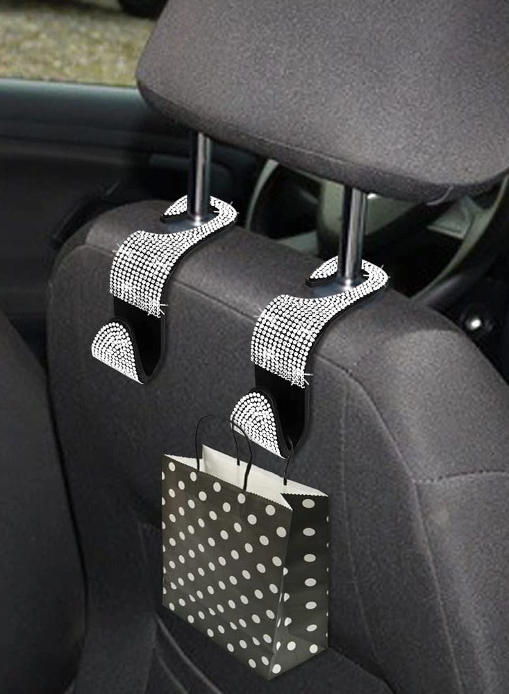 Bling Glasses Holder - black 2 x Car Hooks