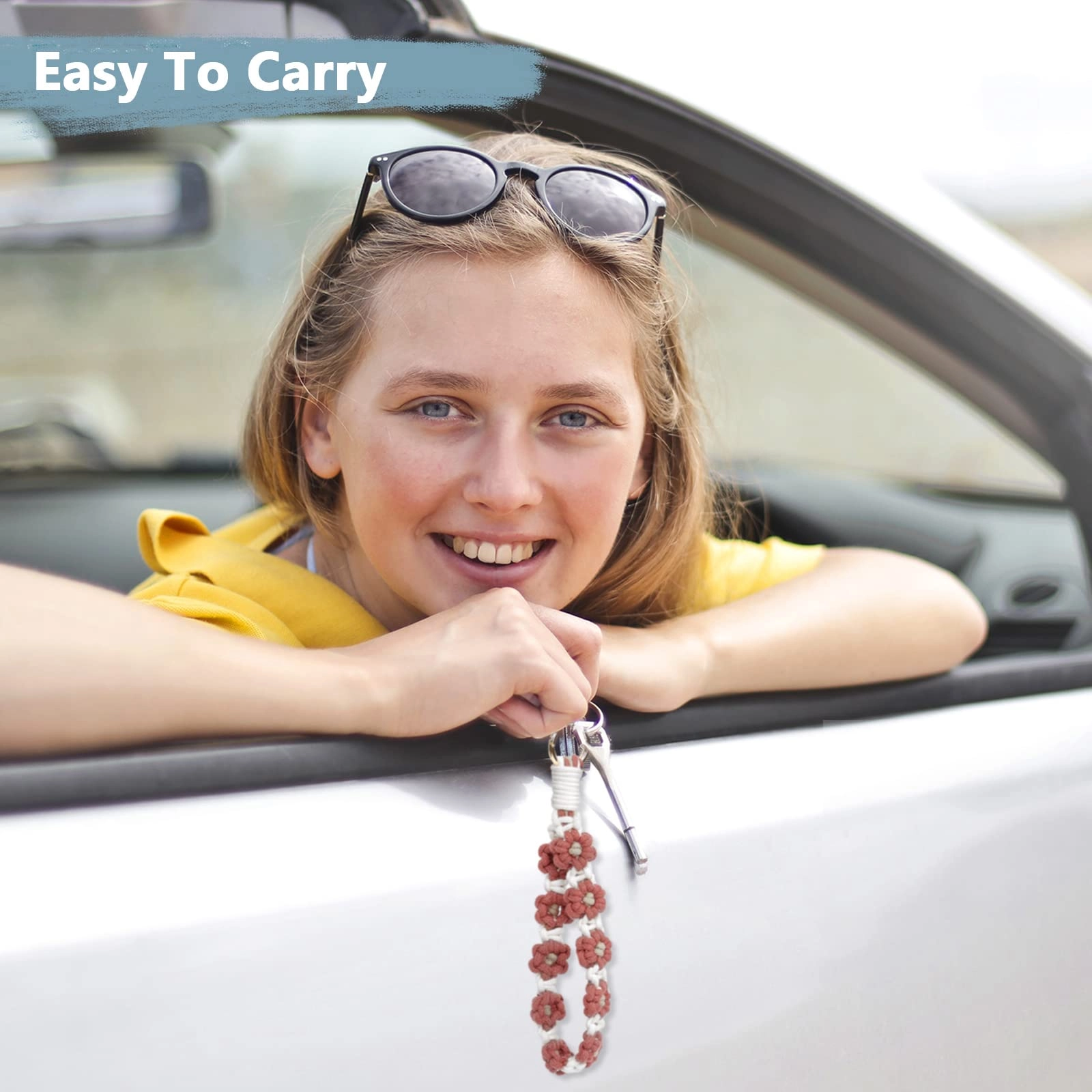 Boho Macrame Keychain - Car