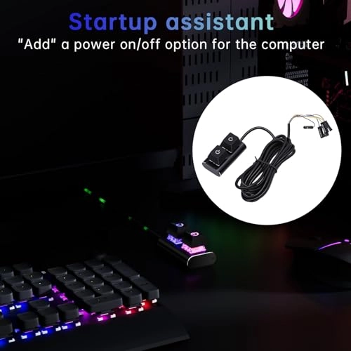 Desktop Computer Power Switch - 2m Cable 7 Color Auto Cycling Light