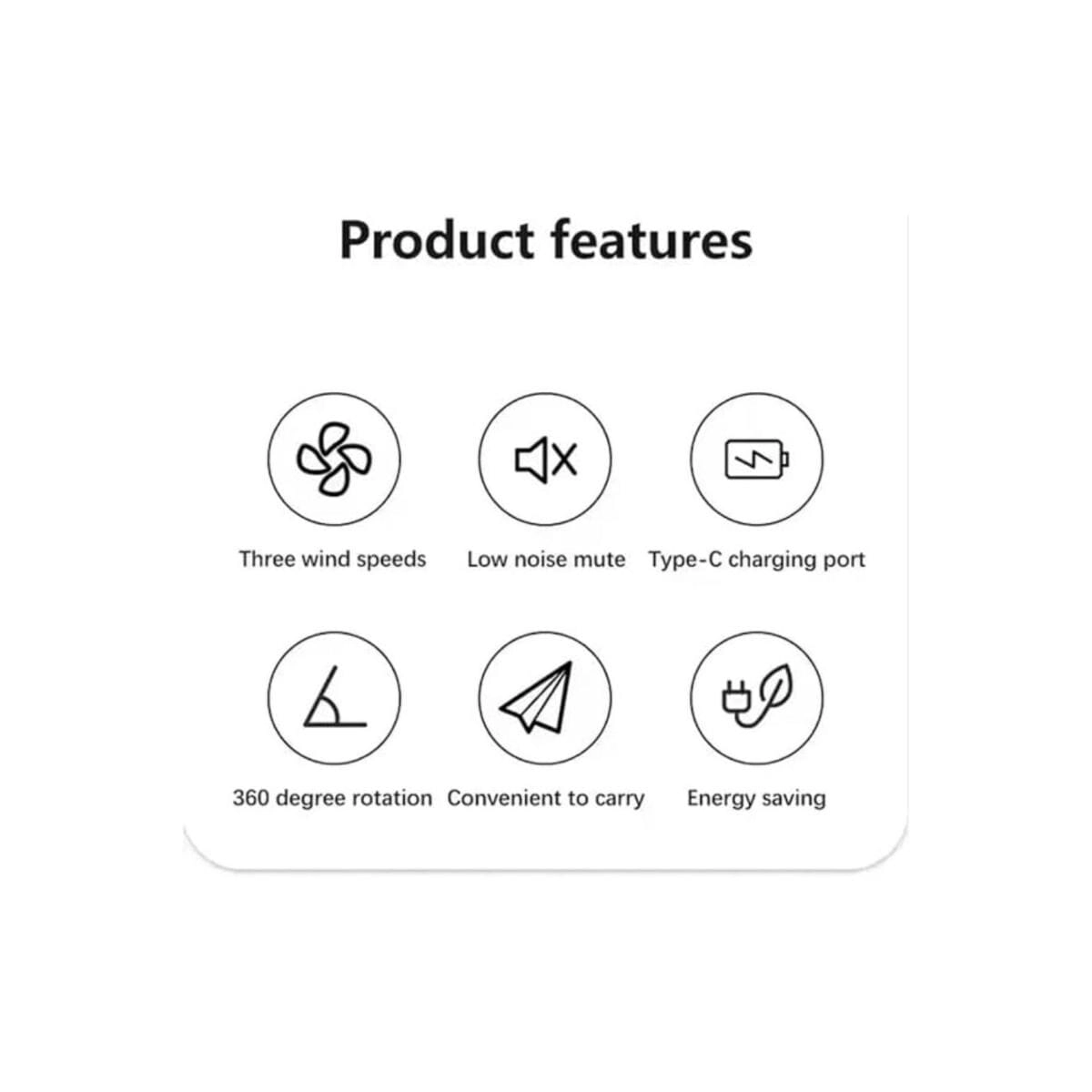 Dual-Head Portable USB Fan - Type-C Charging White