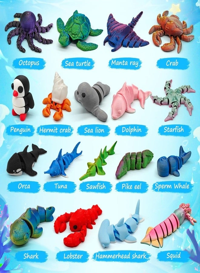 3D Printed Animal Figures - 18Pcs