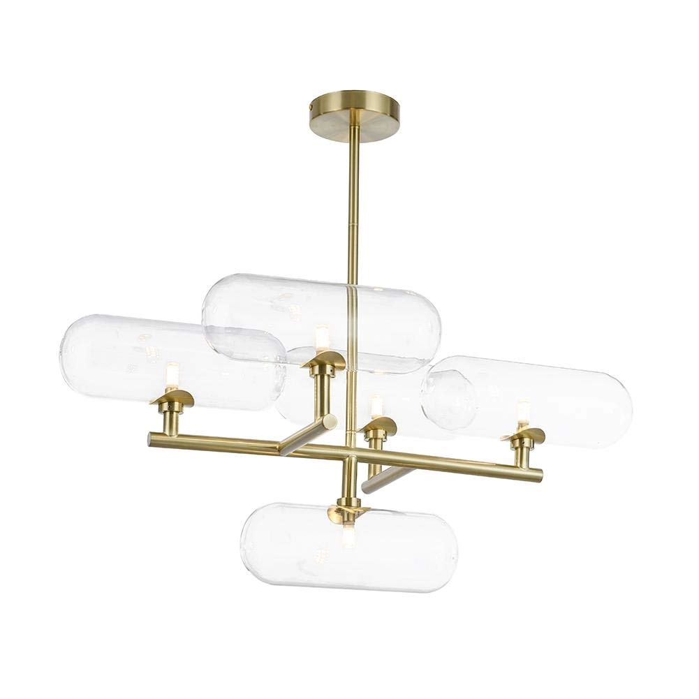 G9 Nordic Handmade Glass Capsule Chandelier - 7 head Gold clear glass