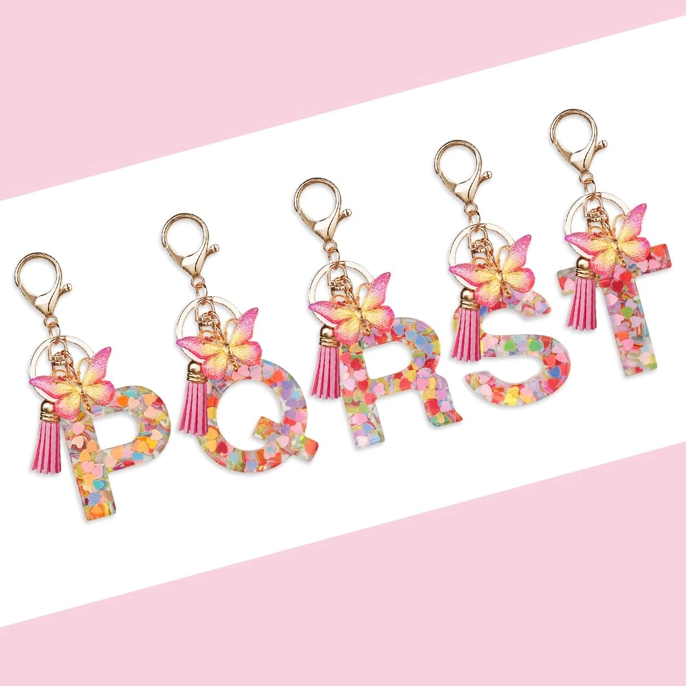 Initial Letter Keychain - Butterfly