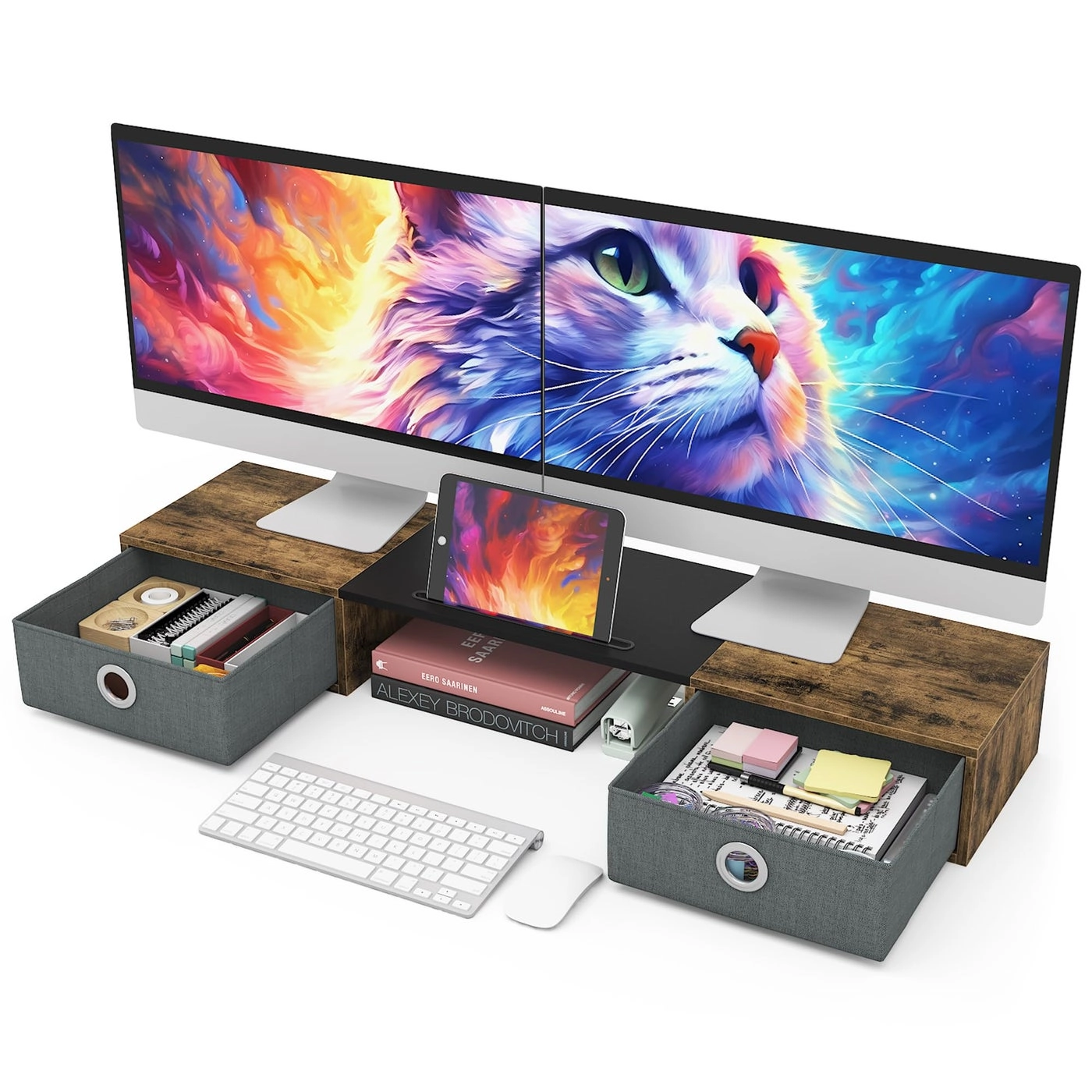 Monitor Stand Riser - Dual Wood and Steel