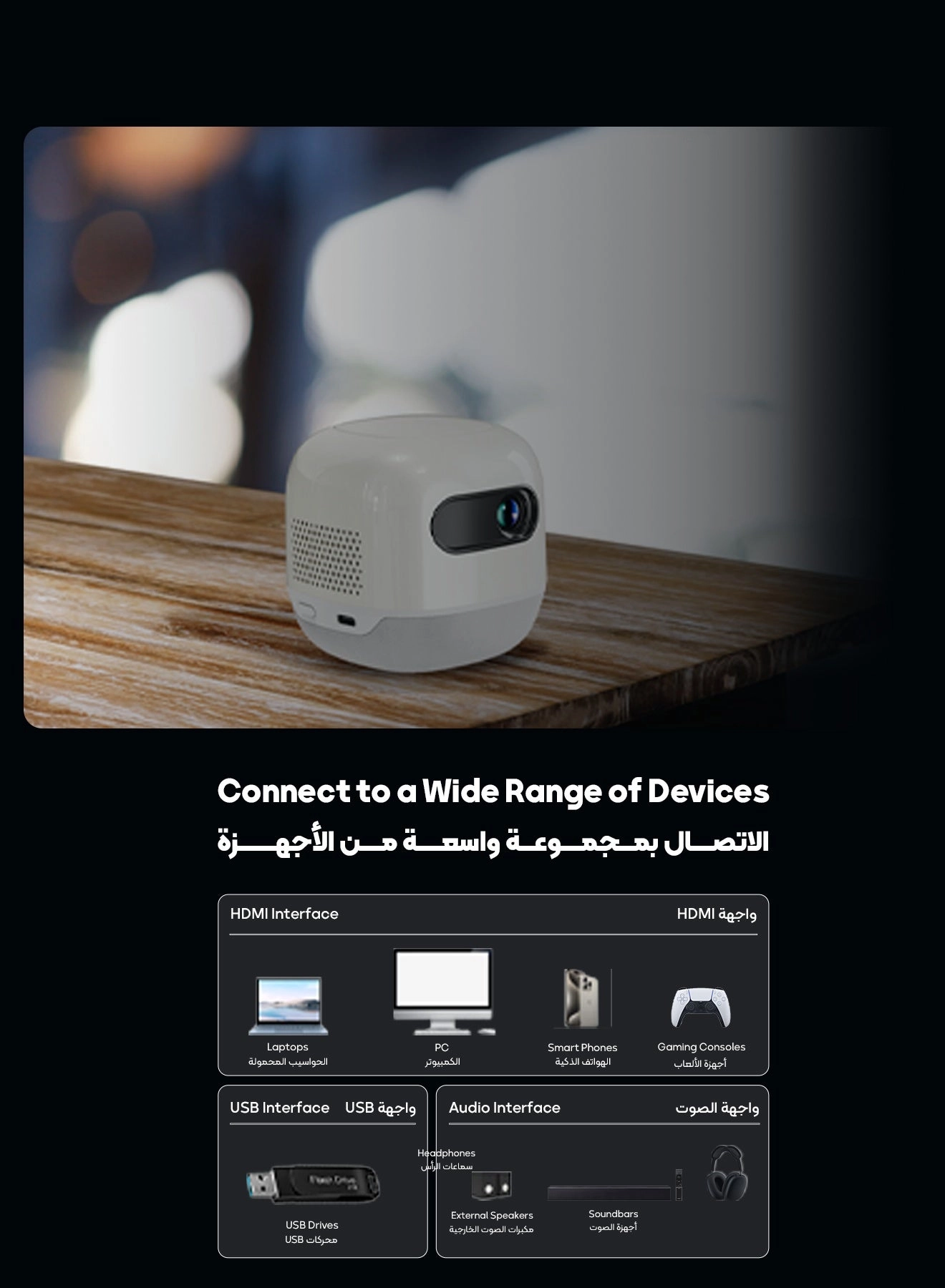 Mini Beam Portable Projector PWMPM2WH 100 ANSI lumens