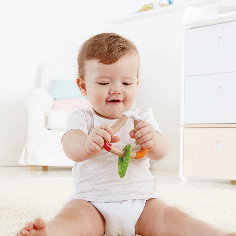 Double Triangle Teether - BPA-free silicone Wooden handle