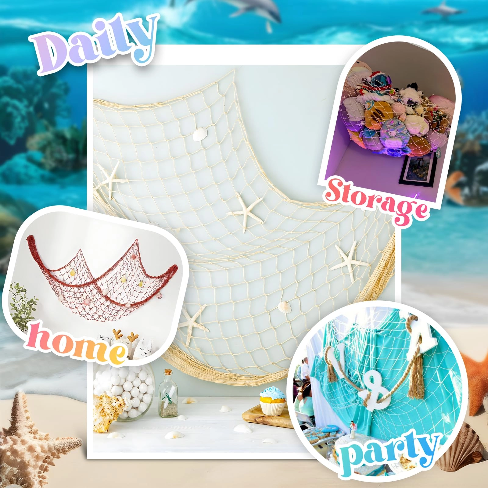Fish Net Decorations - 2 Pack Party