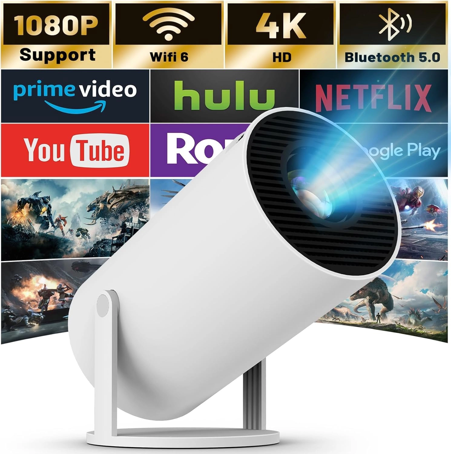RECTITUDE Smart Portable Mini Projector - 1920 x 1080