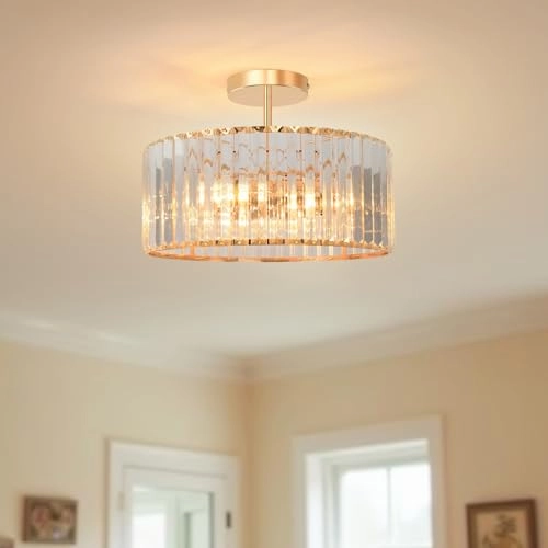 E27 Crystal Ceiling Lamp - 3 lights 36.5 cm