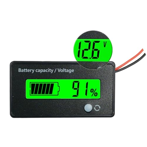 Battery Meter - 12-84V With Alarm Green
