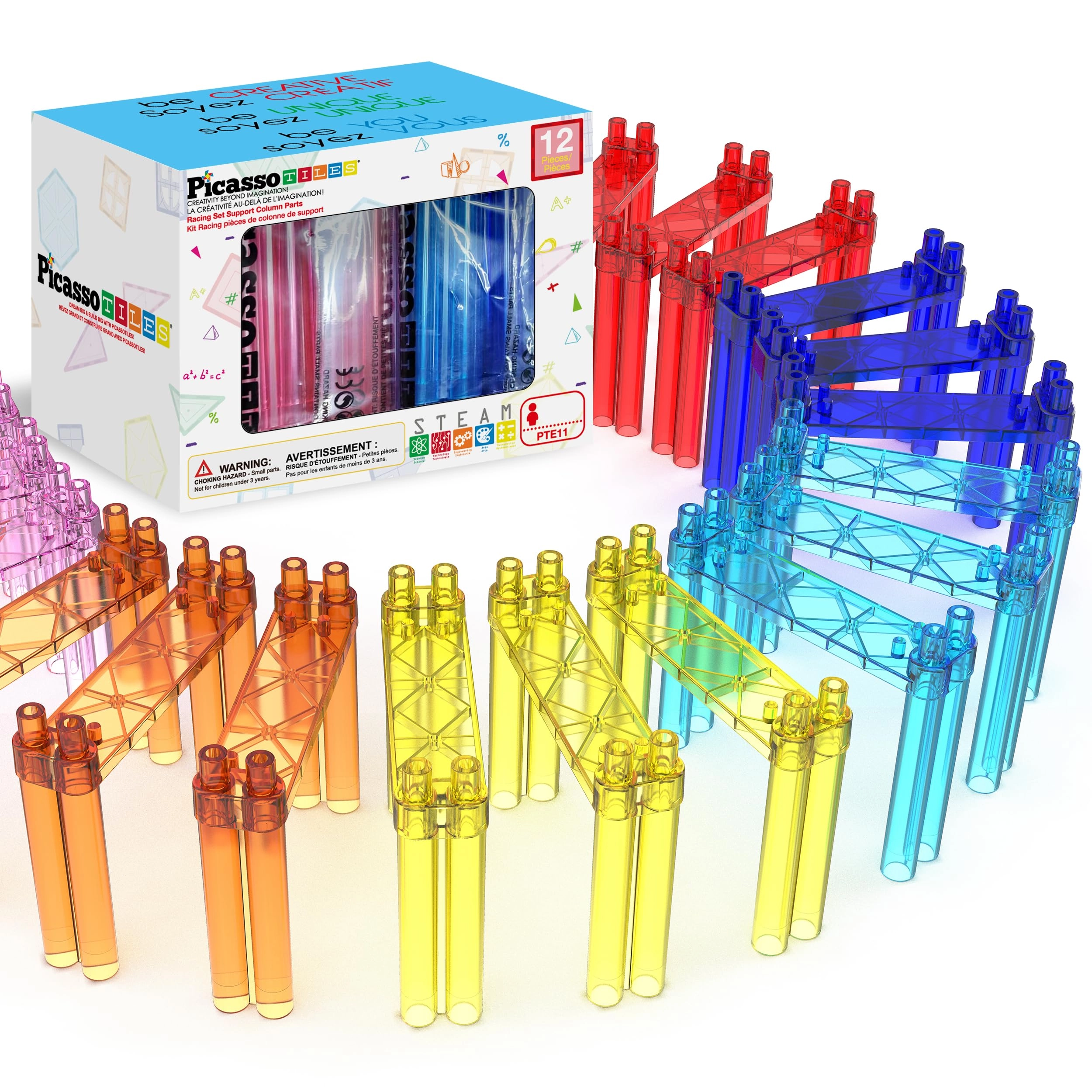 PicassoTiles Support Column Expansion Supporting Pack - 12pcs