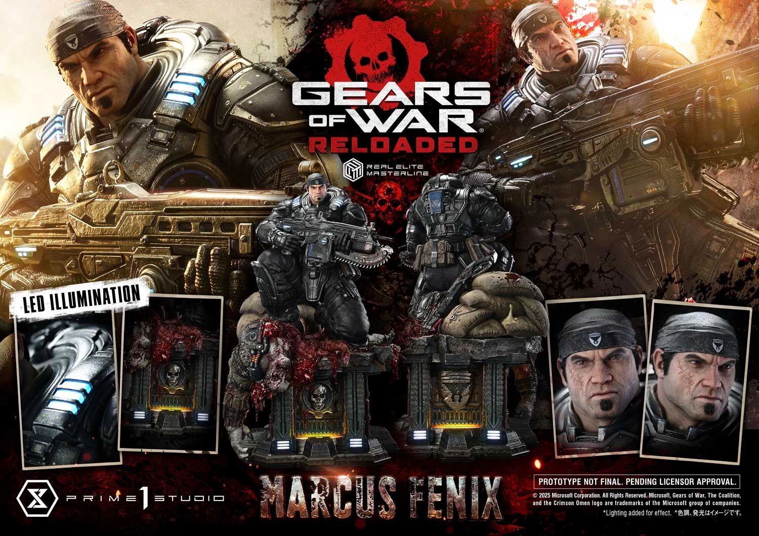 Marcus Fenix - Gears of War: Reloaded Real Elite Masterline - 1/3 scale LED Illumination Statue