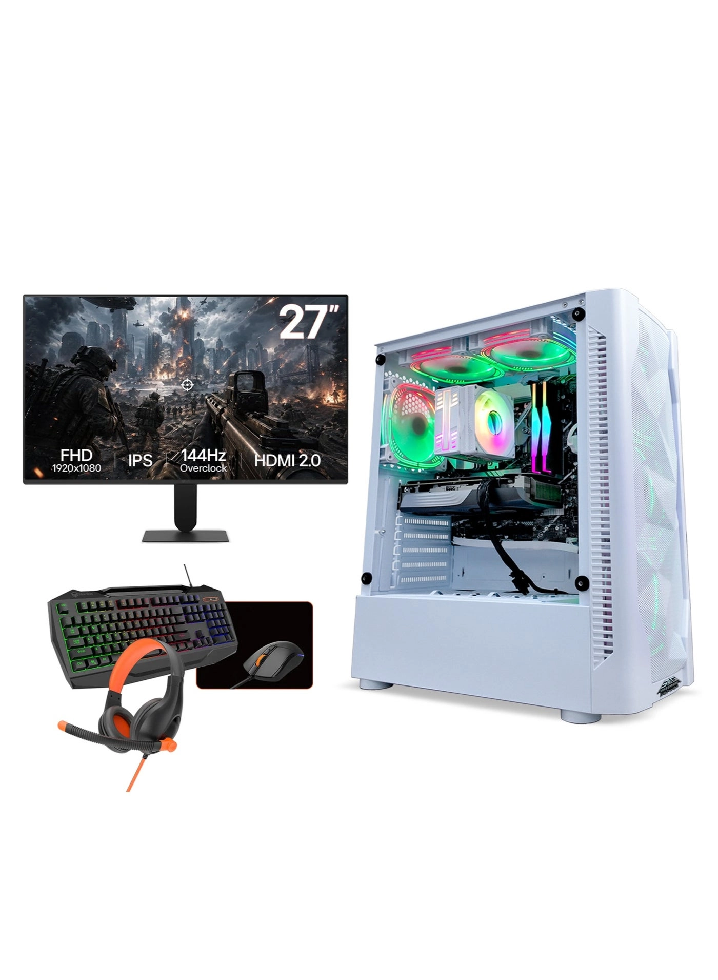 Arab Gamers Gaming PC - 16GB 1TB i5-12400F + Monitor + Keyboard Mouse Headset + Windows 11 Pro