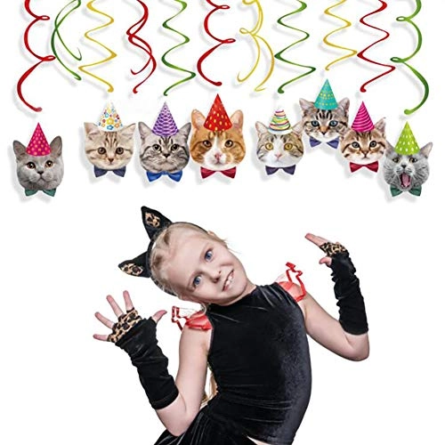 Cat Hanging Swirl Decorations - 30 piece(s) Birthday
