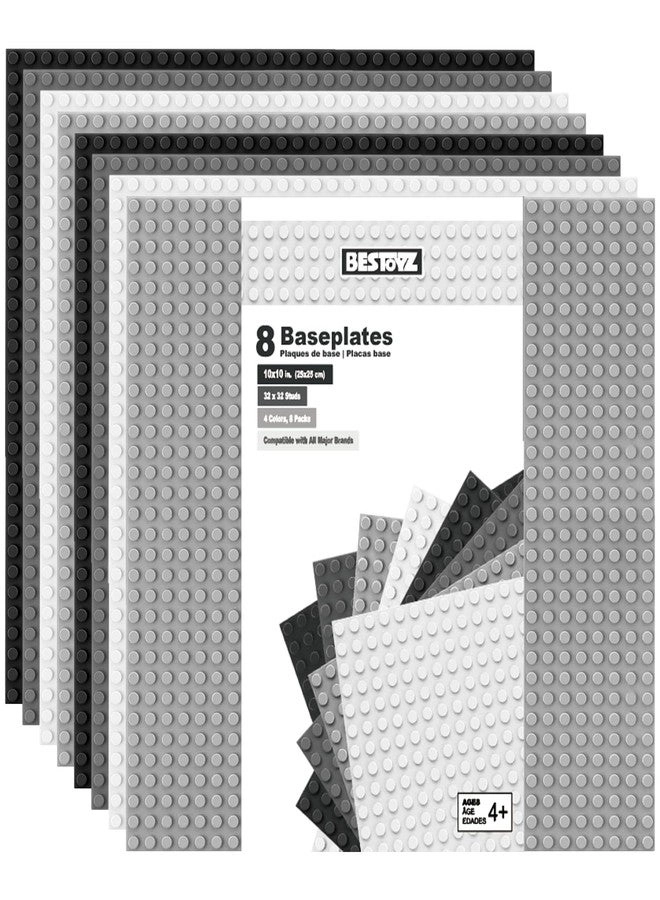 BESTOYZ Baseplate for Building Bricks 25.5x25.5cm - 8pcs
