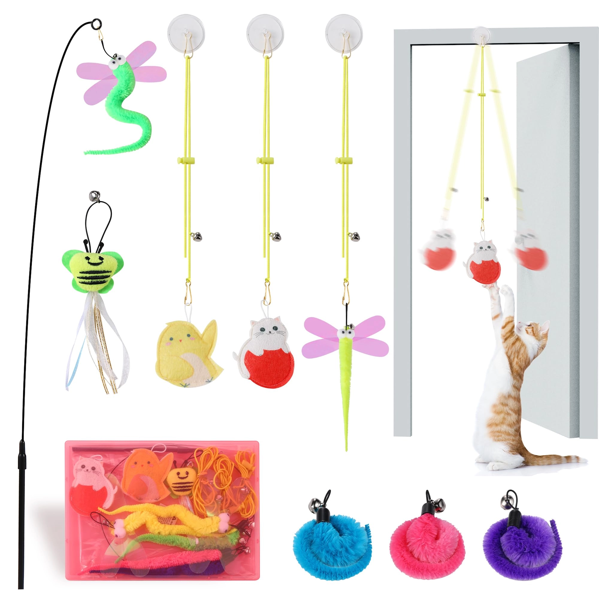 Janbenty Cat Toys - 8 Pack Feathers Wand