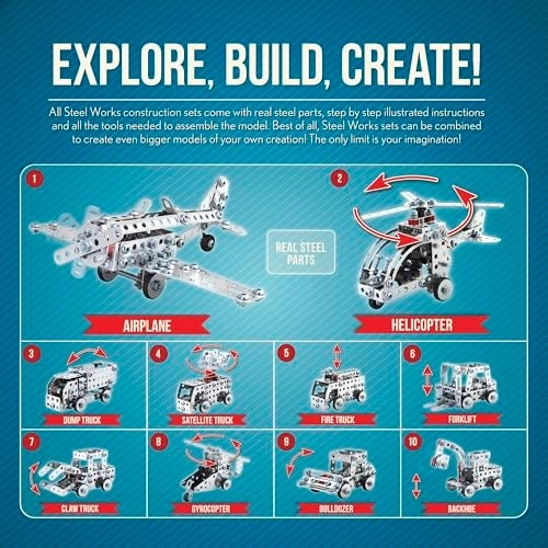 Steel Works - 10-in-1 300 pcs for ages 8+ with Tools