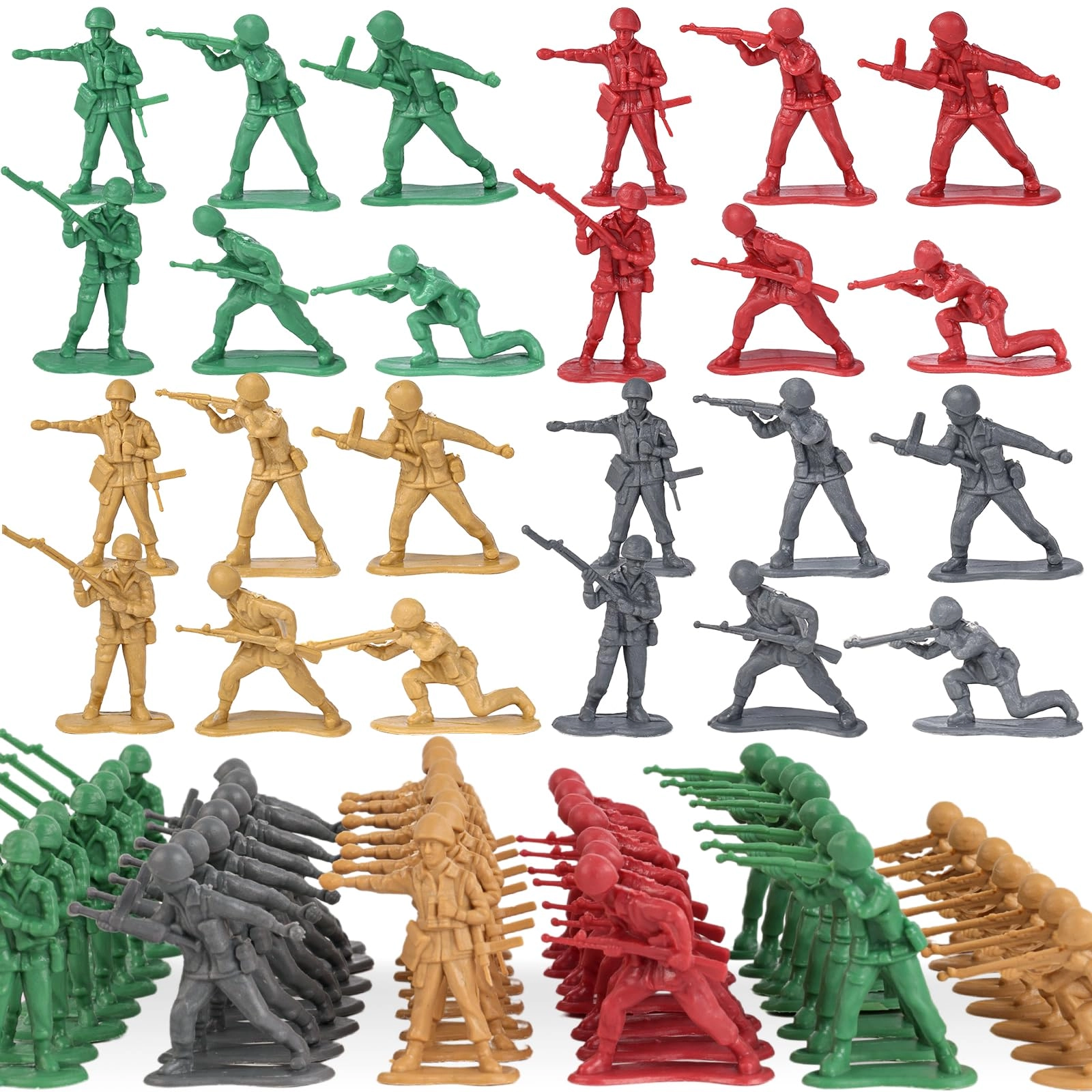 LovesTown Army Men Action Figures - Green Red Yellow Silver 120PCS