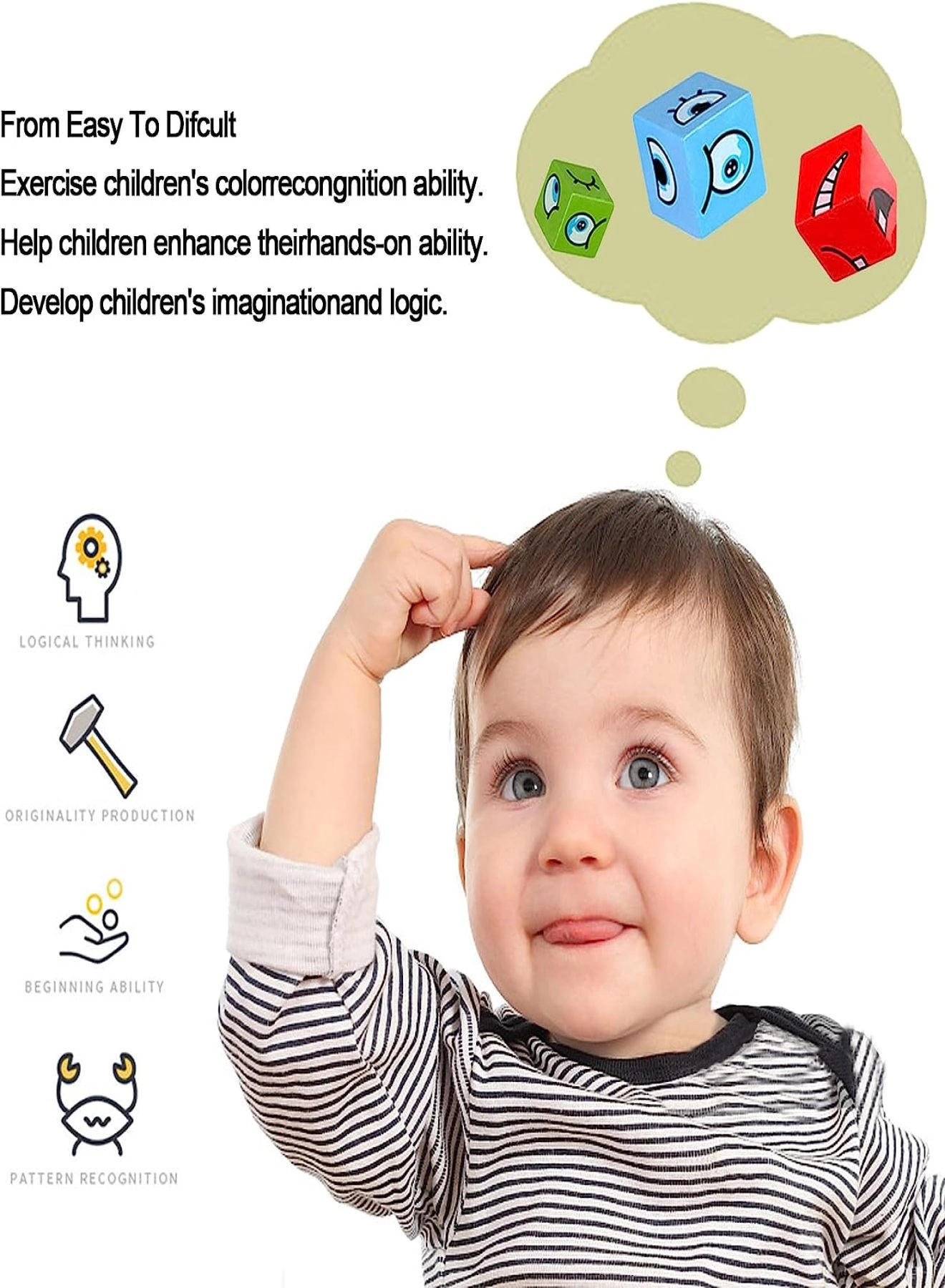 Face Changing Expressions Wooden Block Puzzles - 3+ Years 16 pieces