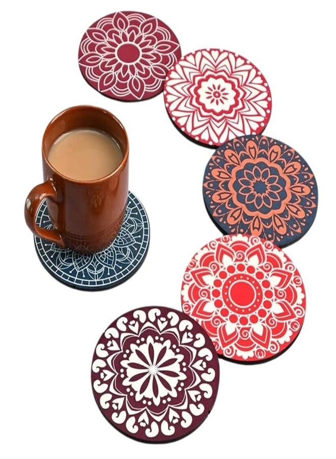 Wooden Mandala Art + Coasters - 6 + Watercolors - 10 + Stand + Palette + Brush