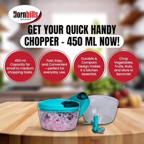 Vegetable Manual Chopper - 500ml 3 Blades