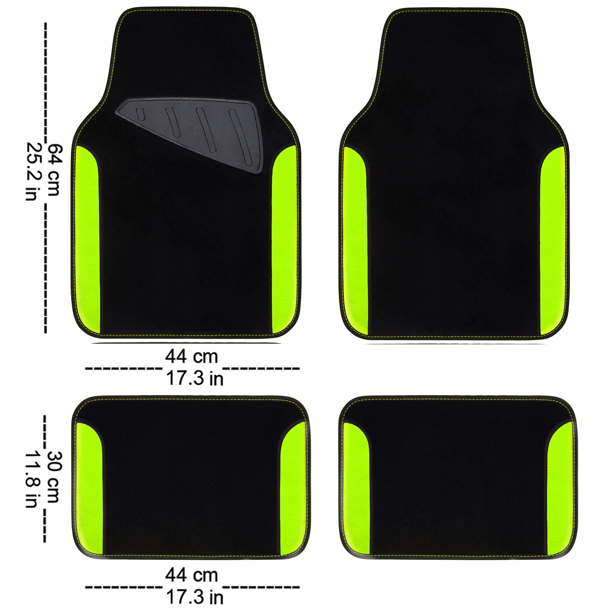 Universal Fit Car Floor Mats - Set of 4pcs Black and Burgundy