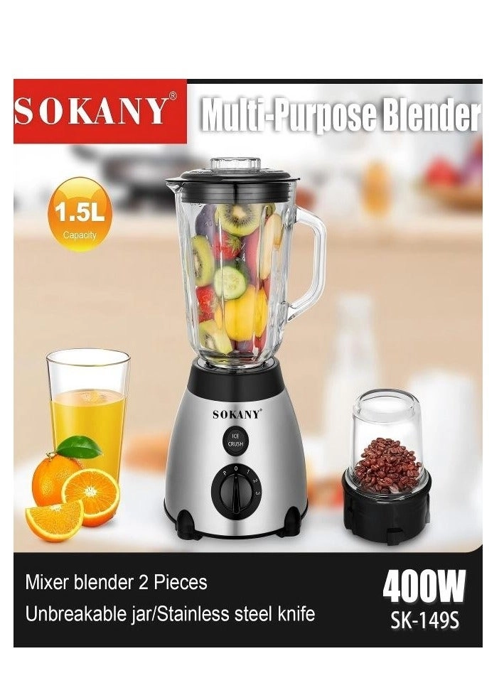 SK-149S - Multi-purpose blender grinder Unbreakable jar Stainless steel blades