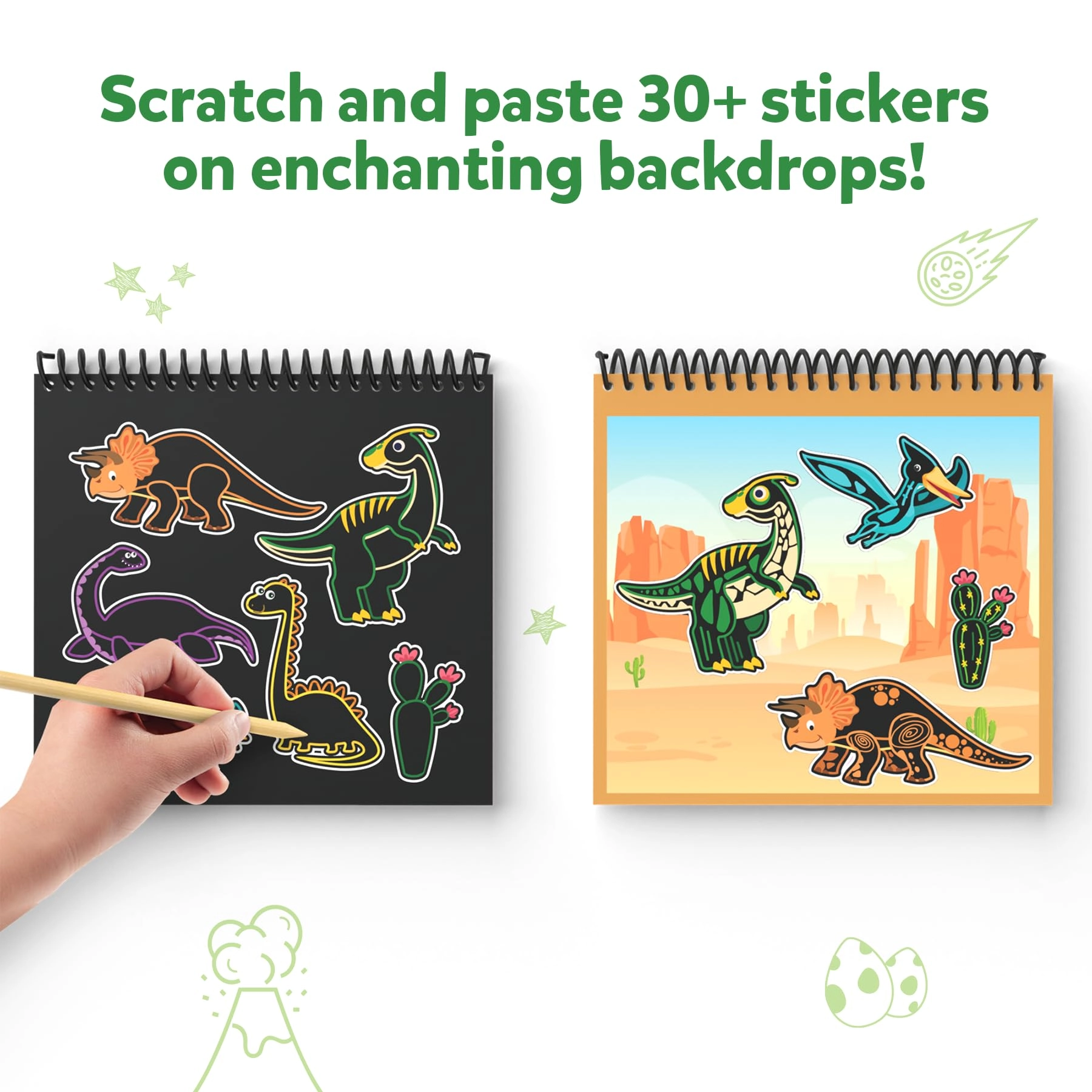 Scratch Art Book - 1 2 Wooden Styluses