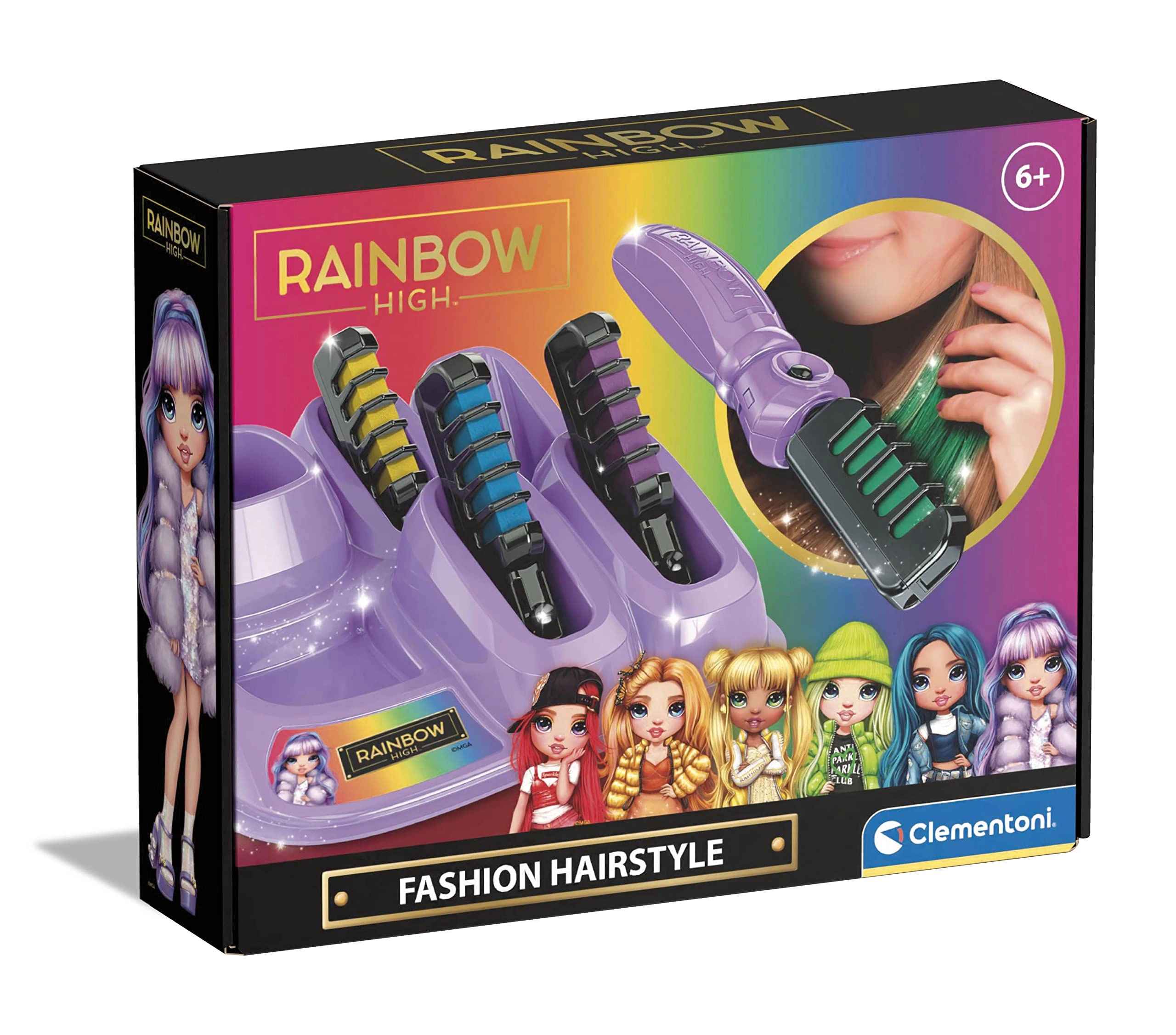 Clementoni Rainbow High-Fashion Hair - Chalk Comb Set Safe & Washable 6 +Years