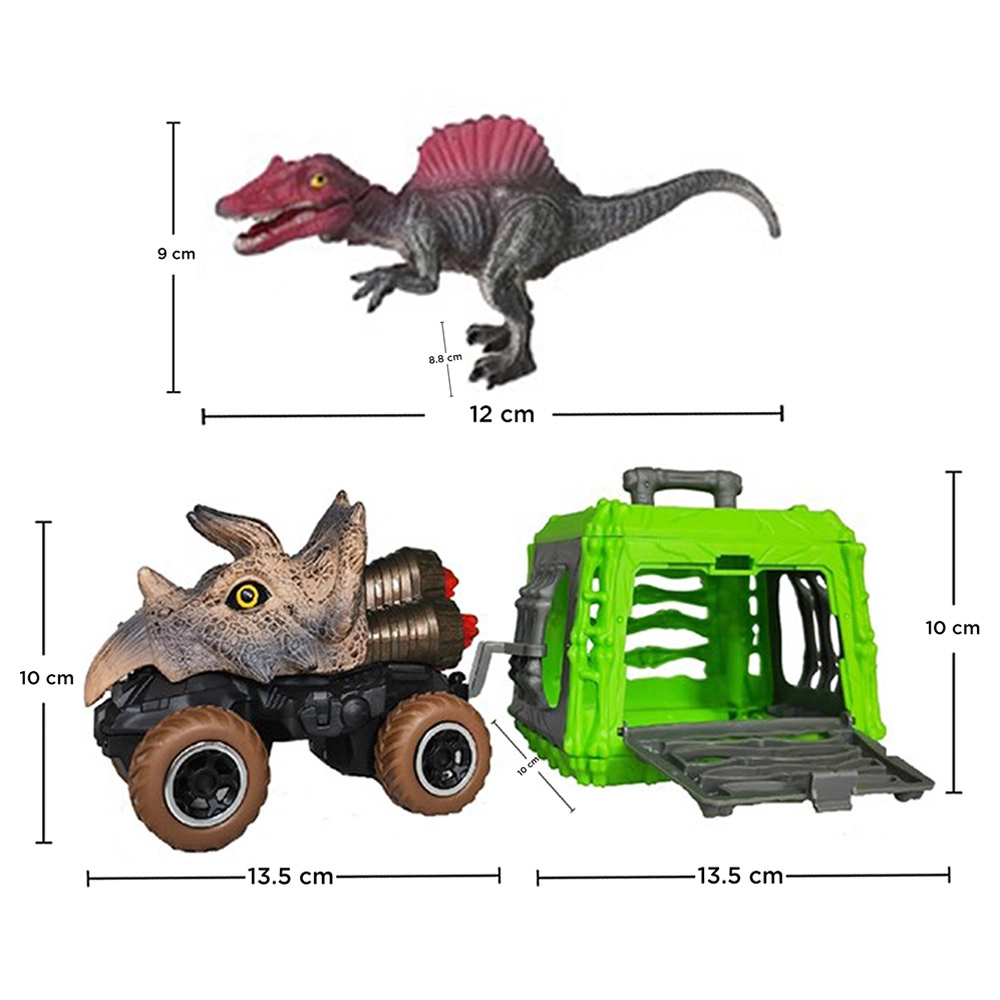 Pull Back Dinosaur with Cage - 1*Dinosaur, 1*Cage