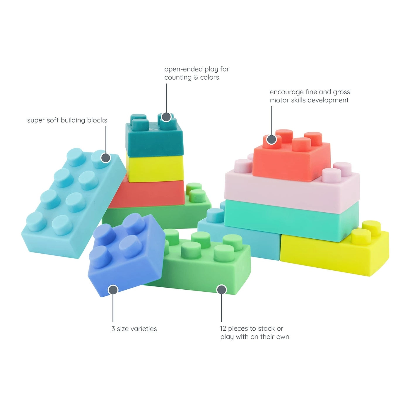 Super Soft Building Blocks - 12pcs