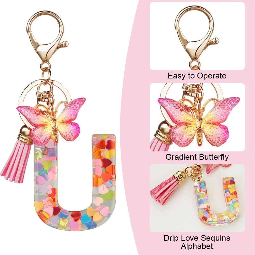 Initial Letter Keychain - Butterfly