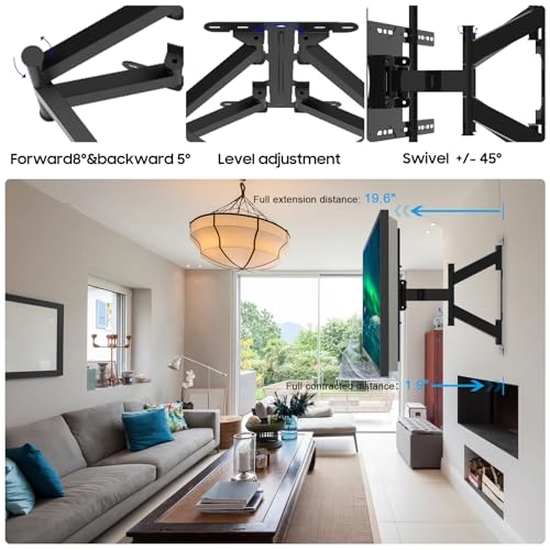 full motion TV wall mount - 45.5kg 40-75 inch