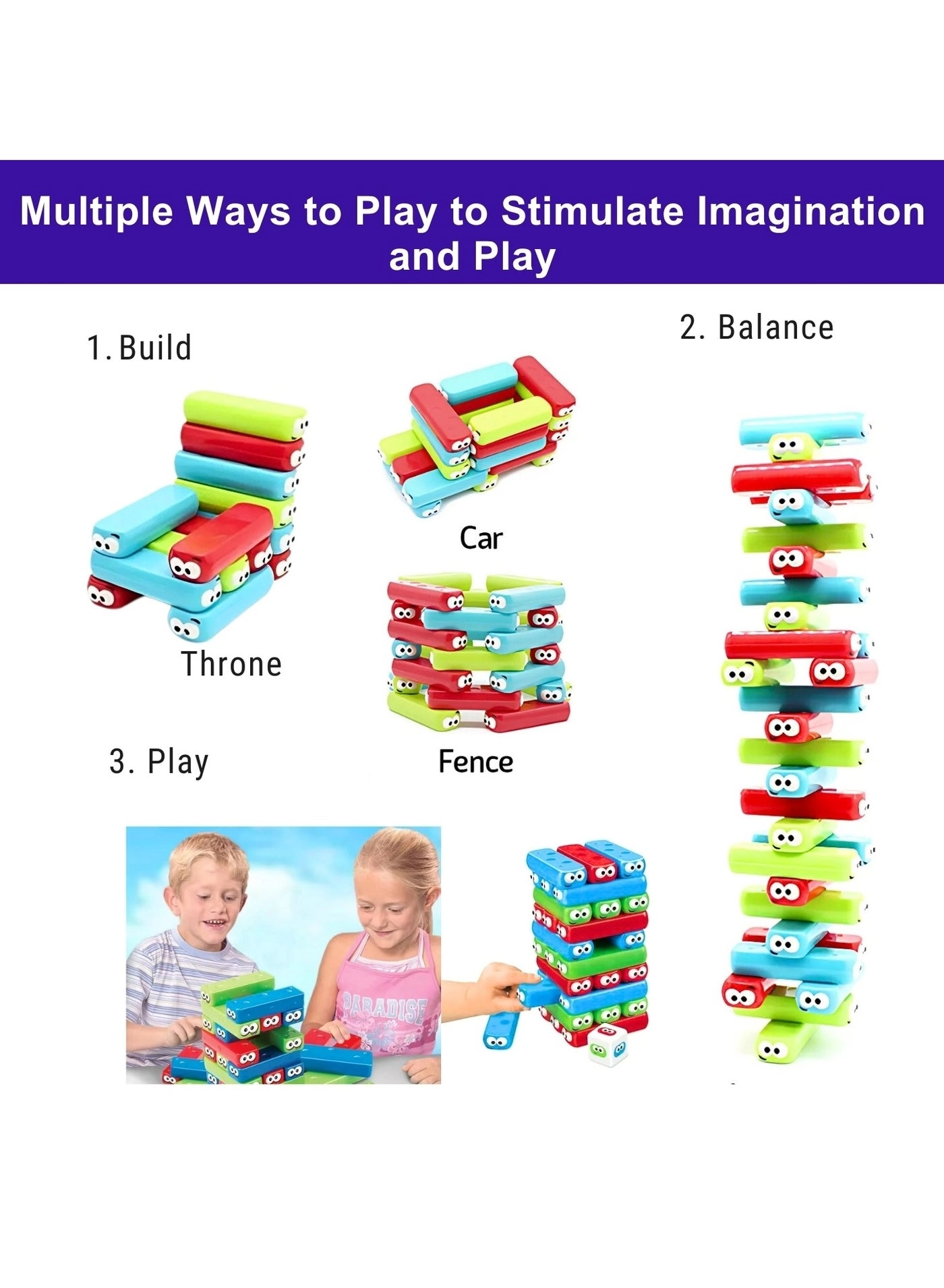 Googly Tumbling Tower - 30 pcs