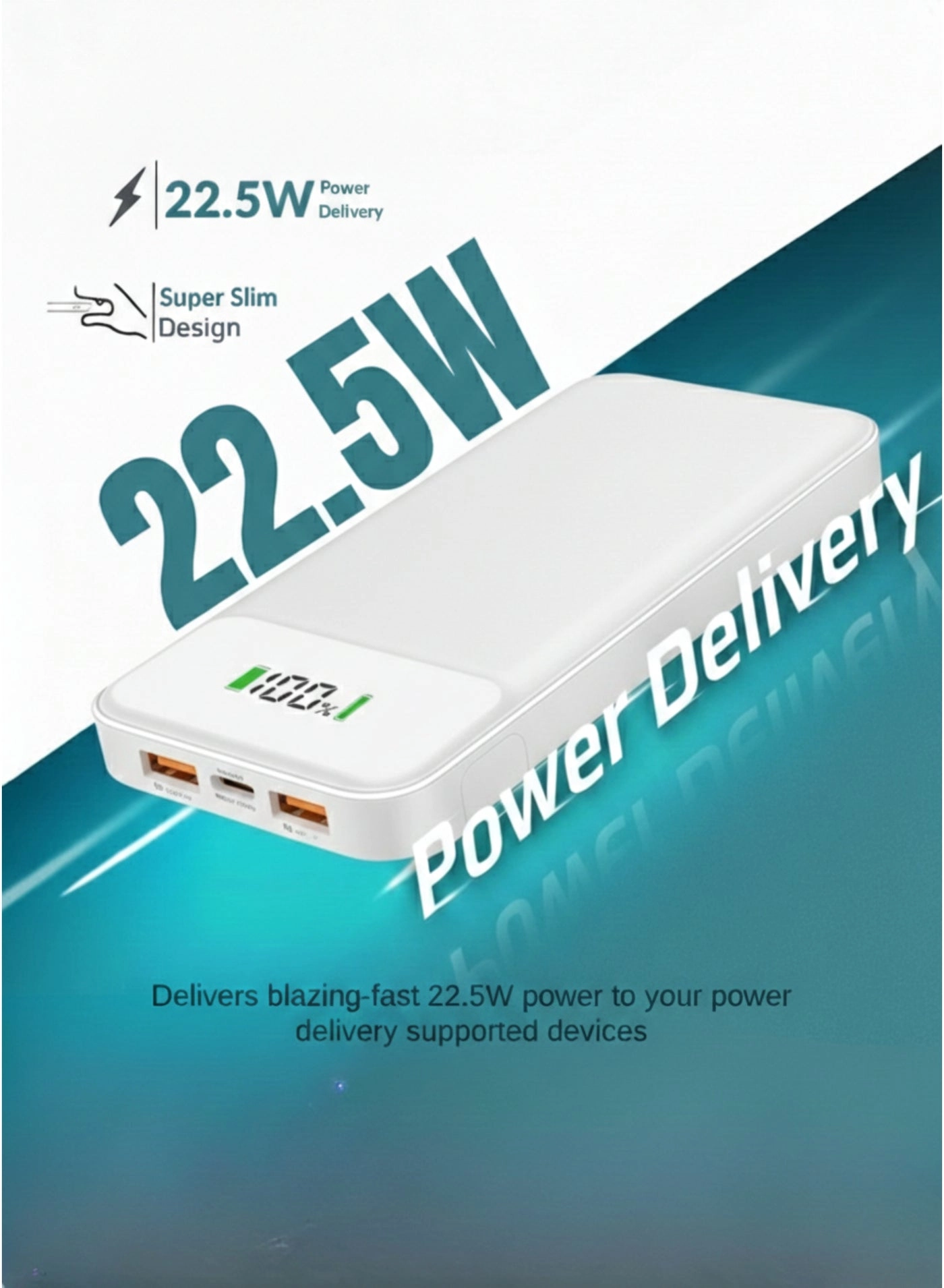N17 - 10000mAh 22.5W Fast charging 2 USB 1 Type-C