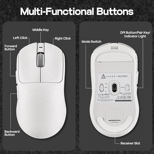 AJ199 Lightweight Gaming Mouse - Bluetooth 2.4GHz USB-C