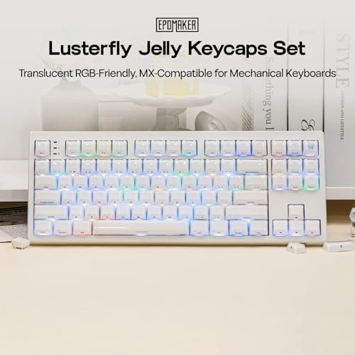 Lusterfly Jelly Keycaps Set - 104 standard keycaps 19 supplementary keycaps