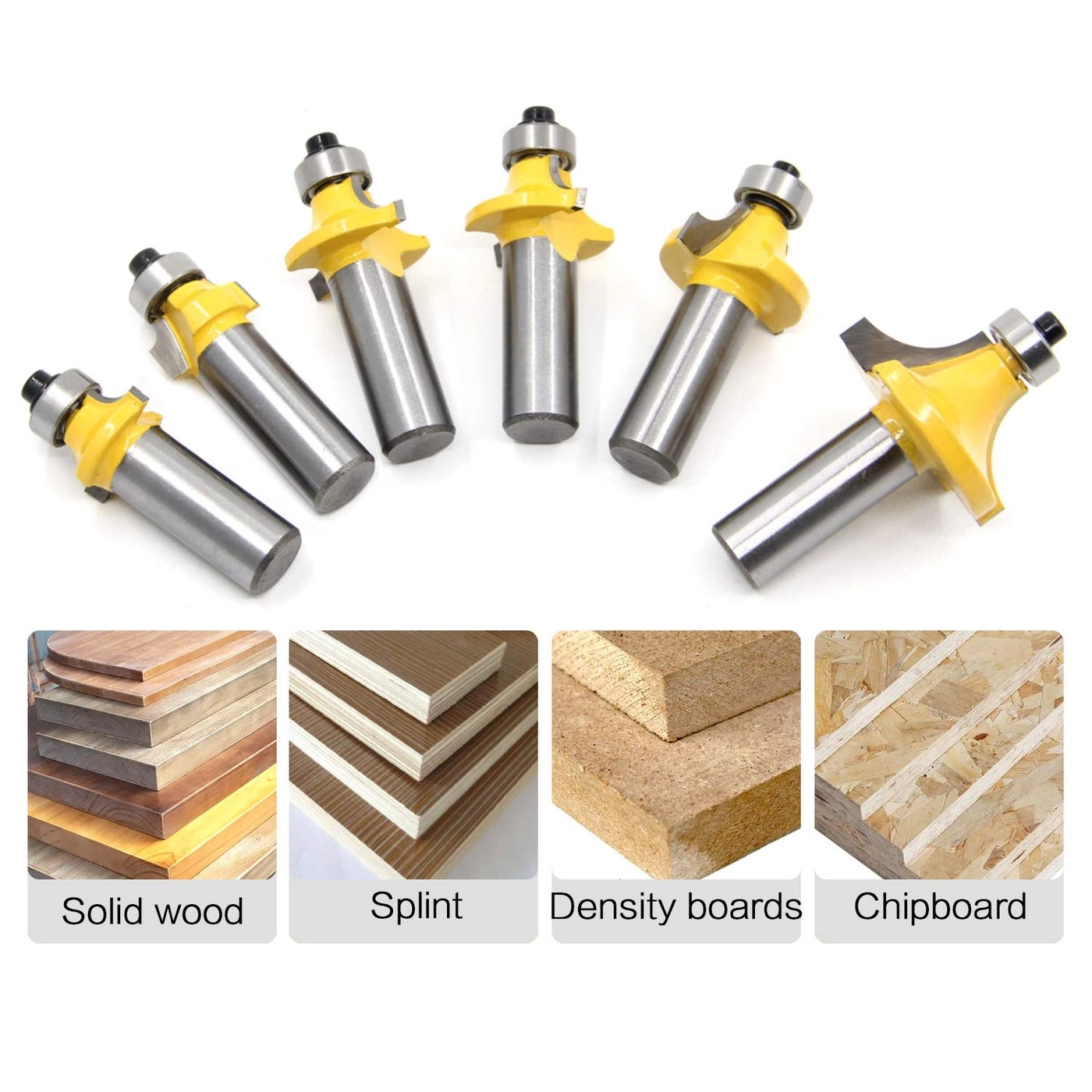 Round-Over Router Bit Set - 1/2 Inch Shank 6 Pcs