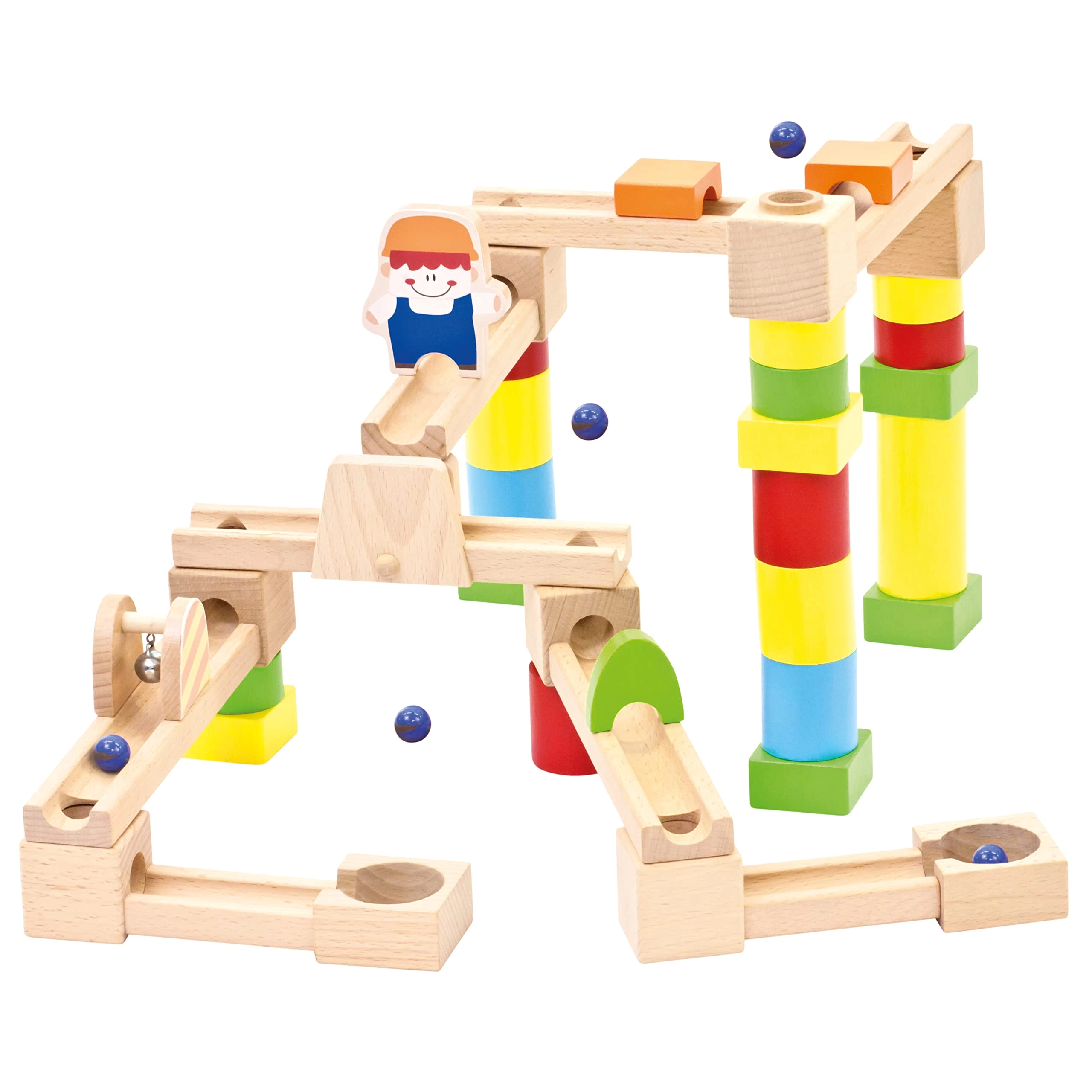 Bino Wooden Contruction Marble Run Set - 3 years and up 40 pcs